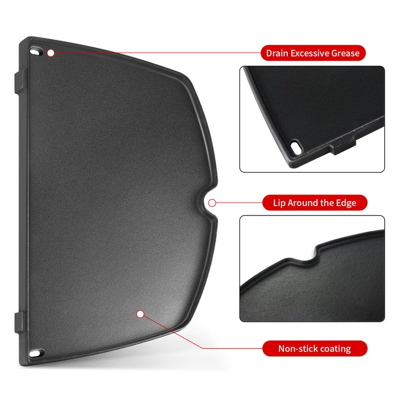 GGC 6558 Griddle for Weber Q100 Q120 Q1000 Q1200 Series Grills, Cast Iron Grill Parts for Weber Q100 Grills, 12.6" x 8.6" Cooking Griddle for Webbr Baby Q - Image 5